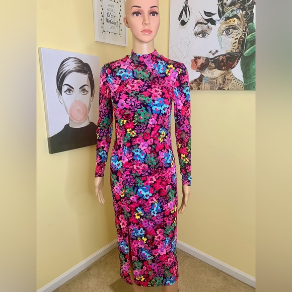 💫HP‼️💫 NWOT FUTURE COLLECTIVE - KAHLANA BARFIELD BROWN Floral Dress in Pink, XS - Picture 12 of 14
